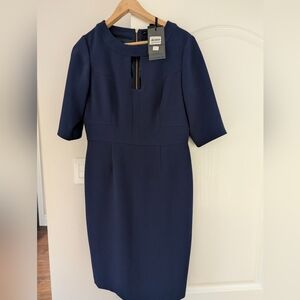 Refined Navy Midi Sheath Dress